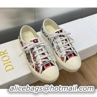 Perfect Dior Walk'n'Dior Sneakers in Flora Embroidered Cotton Pink 226002