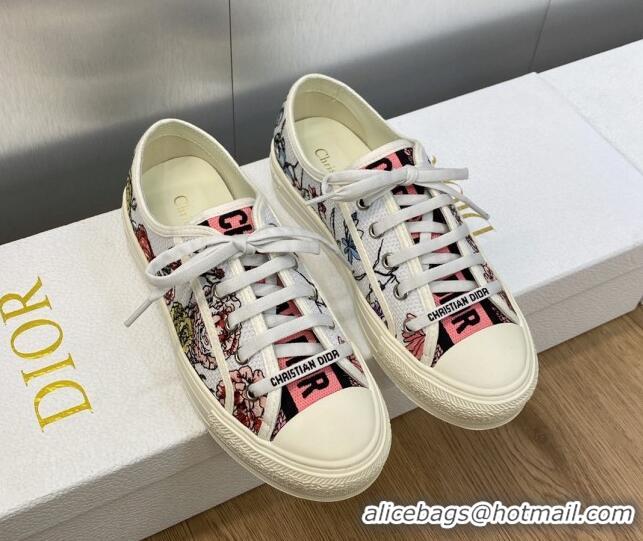 Perfect Dior Walk'n'Dior Sneakers in Flora Embroidered Cotton Pink 226002