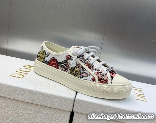 Perfect Dior Walk'n'Dior Sneakers in Flora Embroidered Cotton Pink 226002