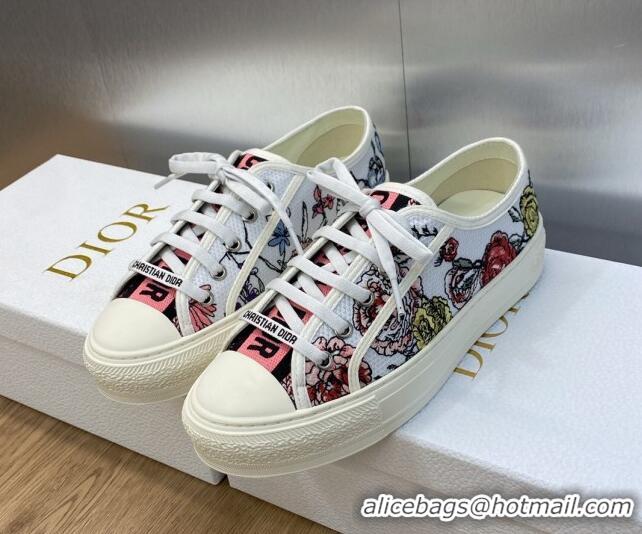 Perfect Dior Walk'n'Dior Sneakers in Flora Embroidered Cotton Pink 226002