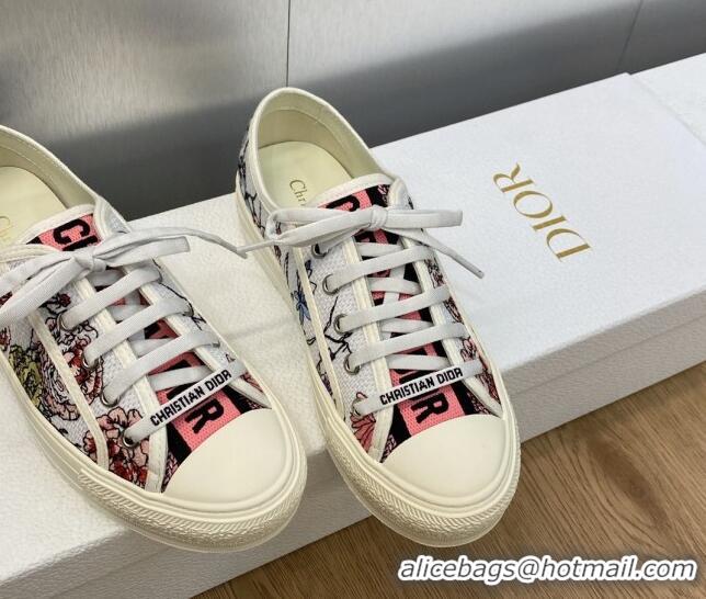 Perfect Dior Walk'n'Dior Sneakers in Flora Embroidered Cotton Pink 226002