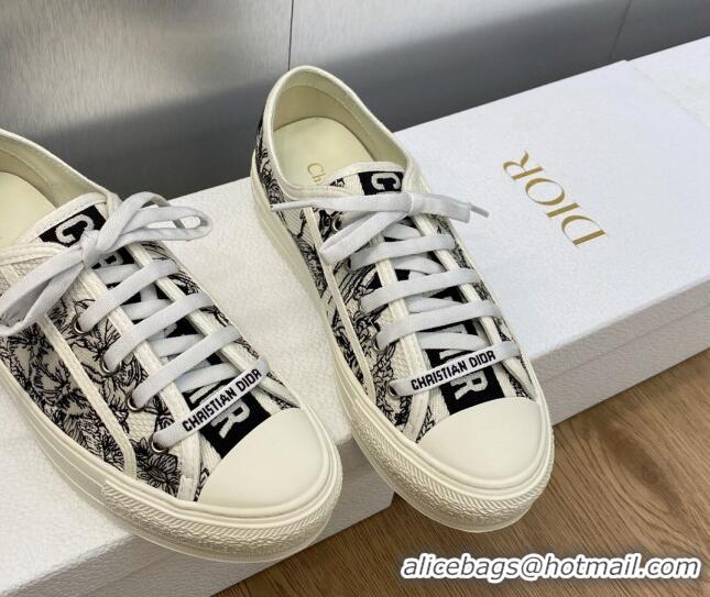 Charming Dior Walk'n'Dior Sneakers in Embroidered Cotton Black/White 226004