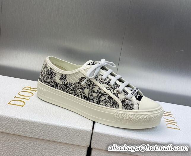 Charming Dior Walk'n'Dior Sneakers in Embroidered Cotton Black/White 226004