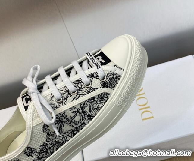 Charming Dior Walk'n'Dior Sneakers in Embroidered Cotton Black/White 226004