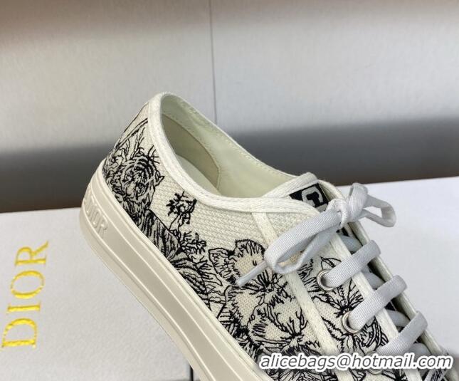 Charming Dior Walk'n'Dior Sneakers in Embroidered Cotton Black/White 226004