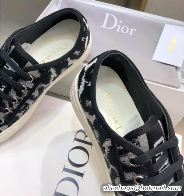 Best Grade Dior Walk'n'Dior Sneakers in Embroidered Cotton Silver/Black 226021