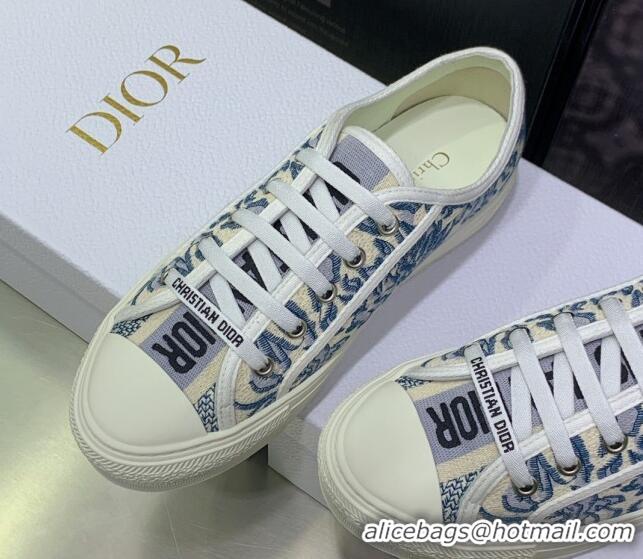 Good Looking Dior Walk'n'Dior Sneakers in Embroidered Cotton Denim Blue 226010