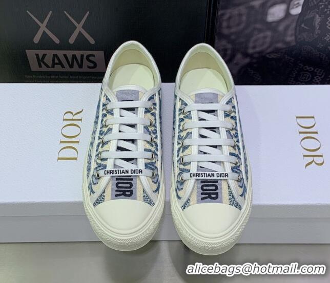 Good Looking Dior Walk'n'Dior Sneakers in Embroidered Cotton Denim Blue 226010