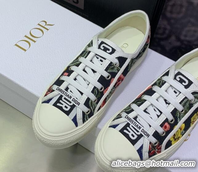 Shop Duplicate Dior Walk'n'Dior Sneakers in Embroidered Cotton Black 226008