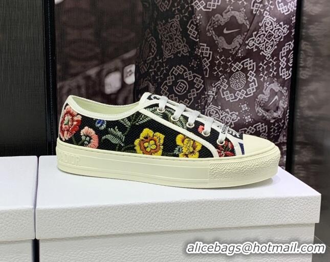 Shop Duplicate Dior Walk'n'Dior Sneakers in Embroidered Cotton Black 226008