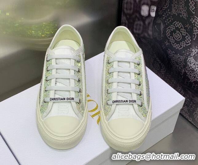 Low Price Dior Walk'n'DiorSneakers in Crystals Embroidery White 226006