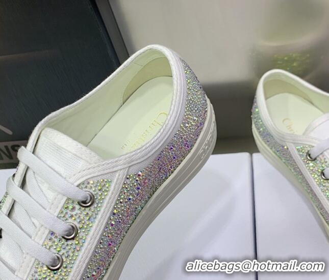 Low Price Dior Walk'n'DiorSneakers in Crystals Embroidery White 226006