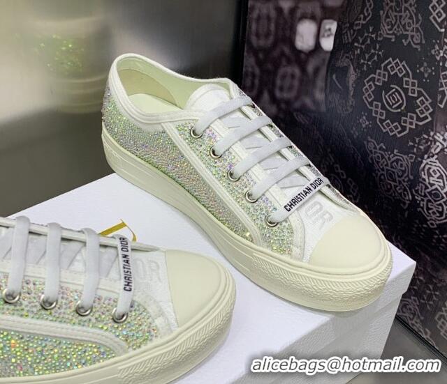 Low Price Dior Walk'n'DiorSneakers in Crystals Embroidery White 226006