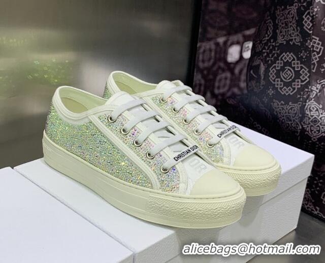 Low Price Dior Walk'n'DiorSneakers in Crystals Embroidery White 226006