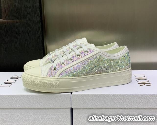 Low Price Dior Walk'n'DiorSneakers in Crystals Embroidery White 226006