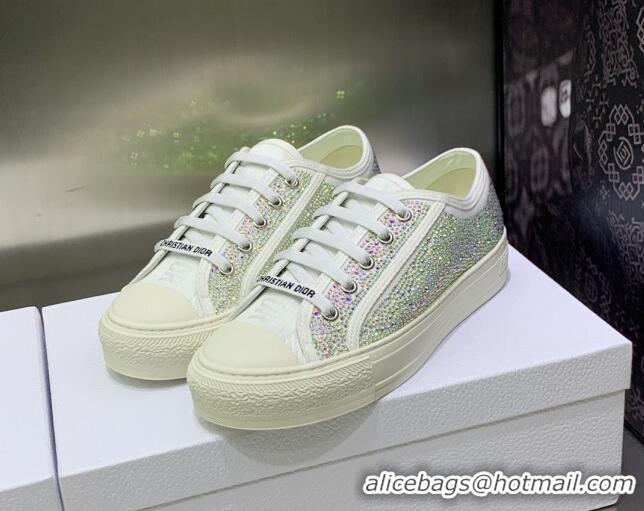 Low Price Dior Walk'n'DiorSneakers in Crystals Embroidery White 226006