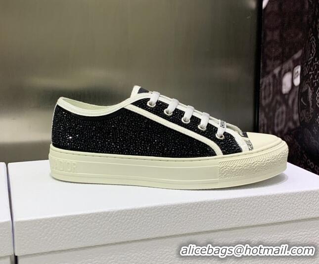 Luxurious Dior Walk'n'DiorSneakers in Crystals Embroidery Black 226007