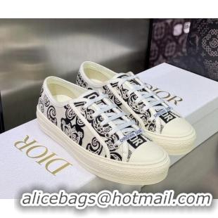 Buy Luxury Dior Walk'n'Dior Sneakers in Embroidered Cotton Black/White 226011