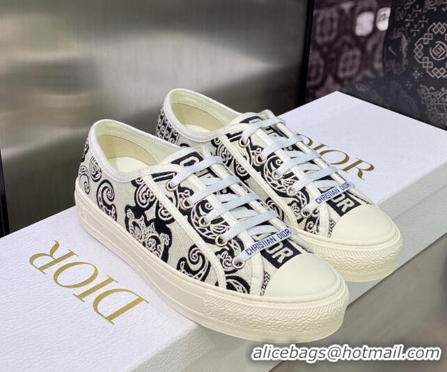 Buy Luxury Dior Walk'n'Dior Sneakers in Embroidered Cotton Black/White 226011