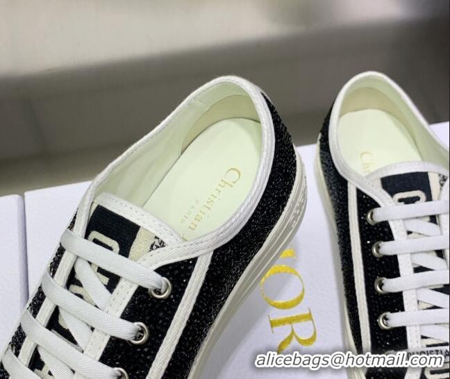 Popular Style Dior Walk'n'Dior Sneakers in Embroidered Cotton Black 226013