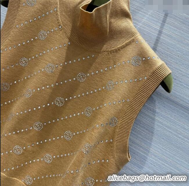 ​Fashion Discount Gucci Crystal Knit Vest G032729 Brown 2024