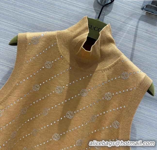 ​Fashion Discount Gucci Crystal Knit Vest G032729 Brown 2024