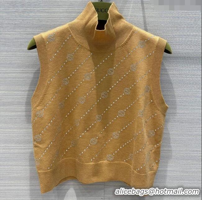 ​Fashion Discount Gucci Crystal Knit Vest G032729 Brown 2024