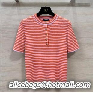 ​Promotional Chanel Wool Short-Sleeved Sweater CH032806 Orange/Purple 2024