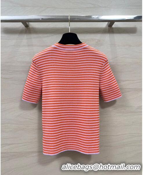 ​Promotional Chanel Wool Short-Sleeved Sweater CH032806 Orange/Purple 2024