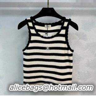 Celine Wool Vest C032803 White/Black 2024