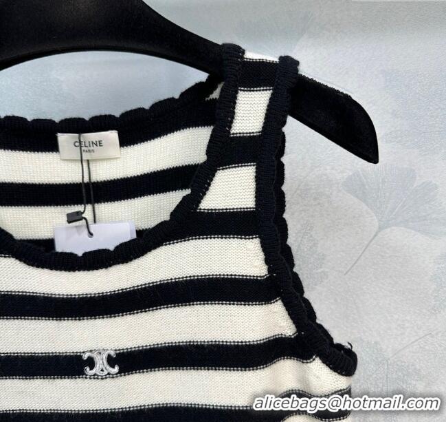 Celine Wool Vest C032803 White/Black 2024