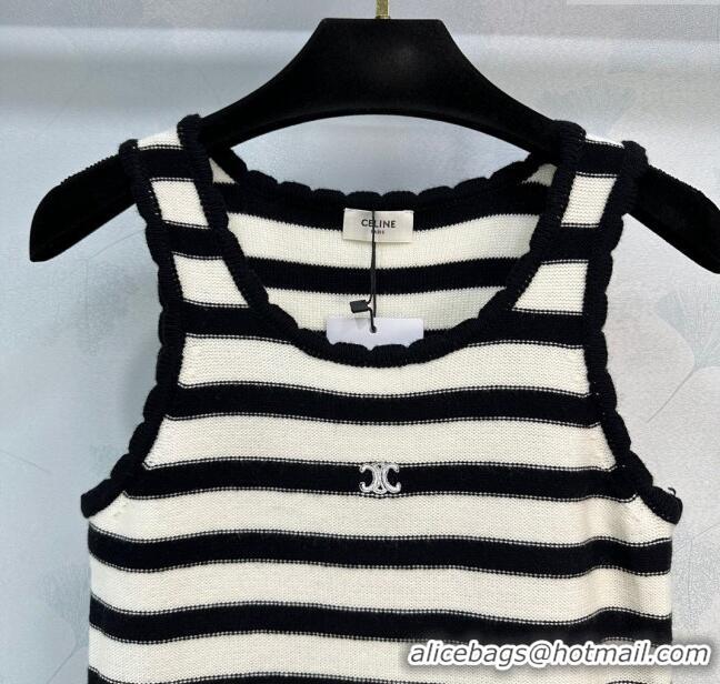 Celine Wool Vest C032803 White/Black 2024