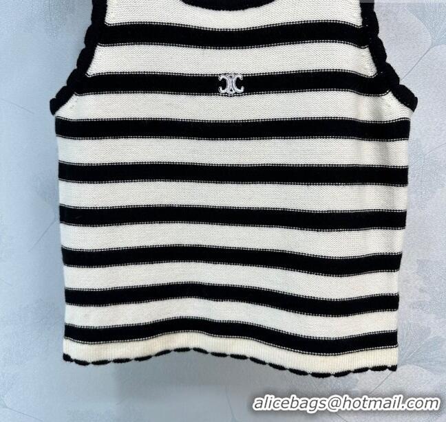 Celine Wool Vest C032803 White/Black 2024