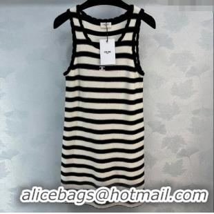 Best Quality Celine Wool Dress C032804 White/Black 2024