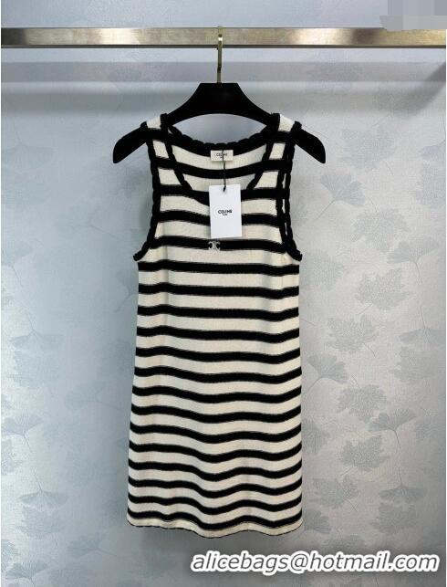 Best Quality Celine Wool Dress C032804 White/Black 2024