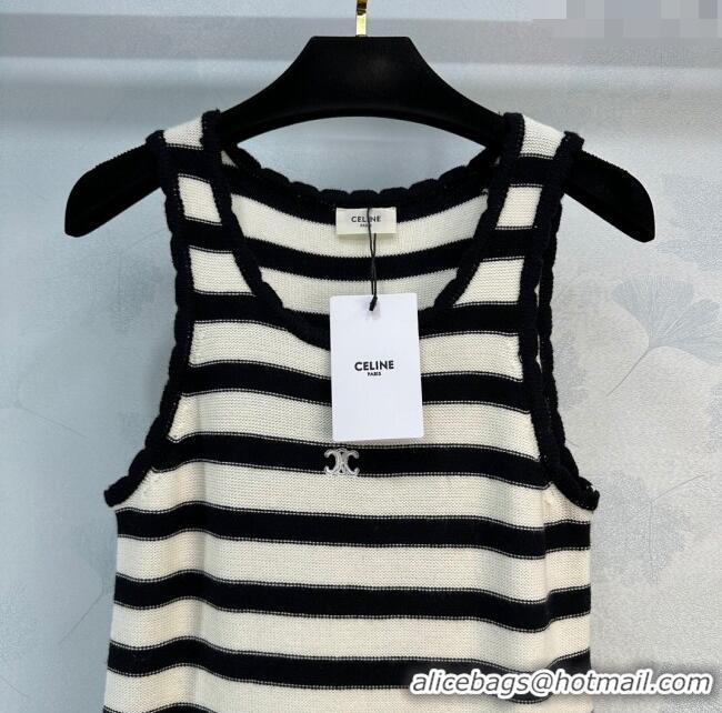 Best Quality Celine Wool Dress C032804 White/Black 2024