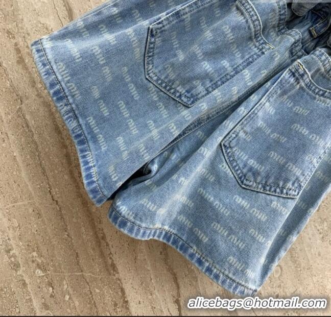 Traditional Discount Miu Miu Denim Shorts M032814 Blue 2024 