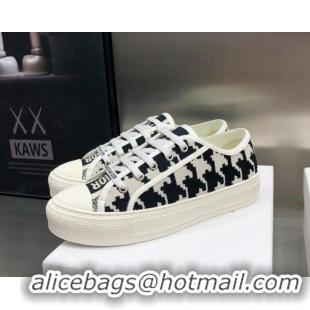 Popular Style Dior Walk'n'Dior Sneakers in Houndstooth Embroidered Cotton White/Black 226018