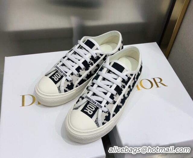 Popular Style Dior Walk'n'Dior Sneakers in Houndstooth Embroidered Cotton White/Black 226018