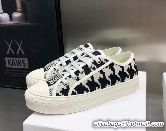 Popular Style Dior Walk'n'Dior Sneakers in Houndstooth Embroidered Cotton White/Black 226018