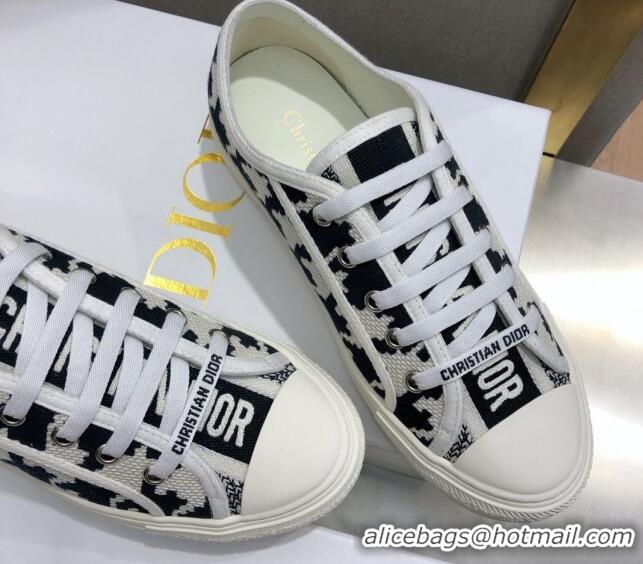 Popular Style Dior Walk'n'Dior Sneakers in Houndstooth Embroidered Cotton White/Black 226018