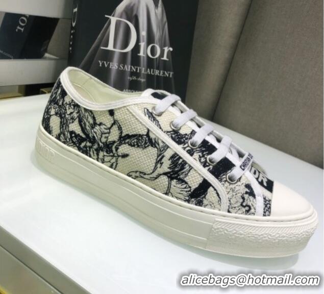 Perfect Dior Walk'n'Dior Sneakers in Embroidered Cotton Black/White 226023