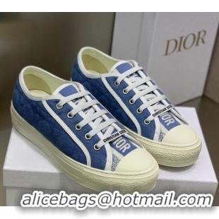 Hot Style Dior Walk'n'Dior Sneakers in Cannage Cotton Blue 226016