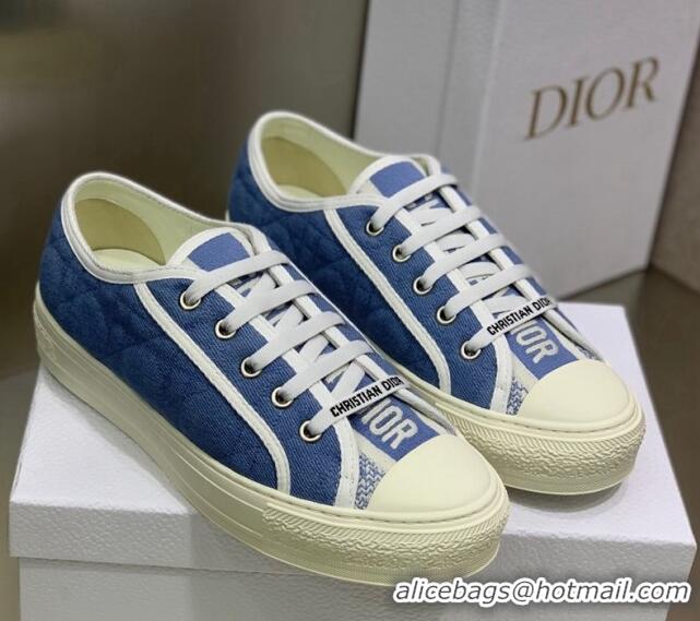 Hot Style Dior Walk'n'Dior Sneakers in Cannage Cotton Blue 226016