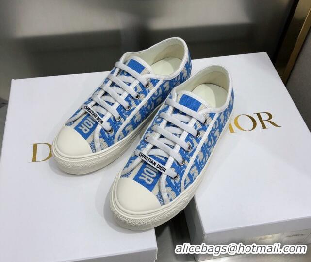 Popular Style Dior Walk'n'Dior Sneakers in Oblique Embroidered Cotton Blue 226017