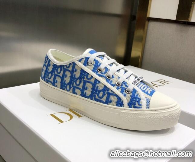 Popular Style Dior Walk'n'Dior Sneakers in Oblique Embroidered Cotton Blue 226017