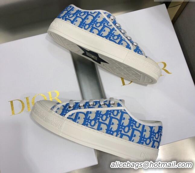 Popular Style Dior Walk'n'Dior Sneakers in Oblique Embroidered Cotton Blue 226017