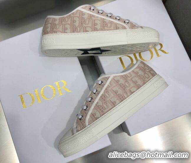 Shop Duplicate Dior Walk'n'Dior Sneakers in Oblique Embroidered Cotton Pink 226020