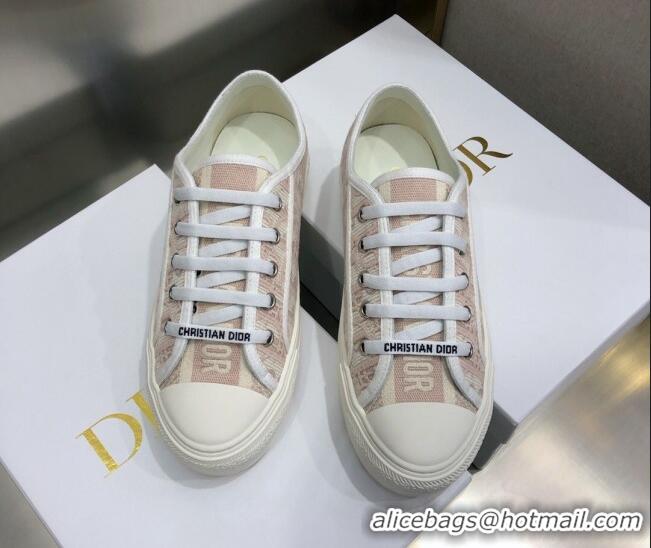 Shop Duplicate Dior Walk'n'Dior Sneakers in Oblique Embroidered Cotton Pink 226020