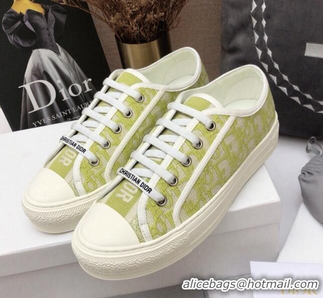 Cheap Price Dior Walk'n'Dior Sneakers in Oblique Embroidered Cotton Neon Green 226024